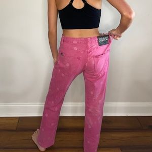 pink high waisted jeans